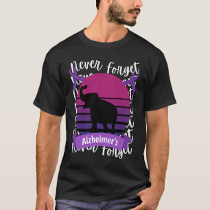 Alzheimer's Awareness Elephant Retro Sunset Purple T-Shirt