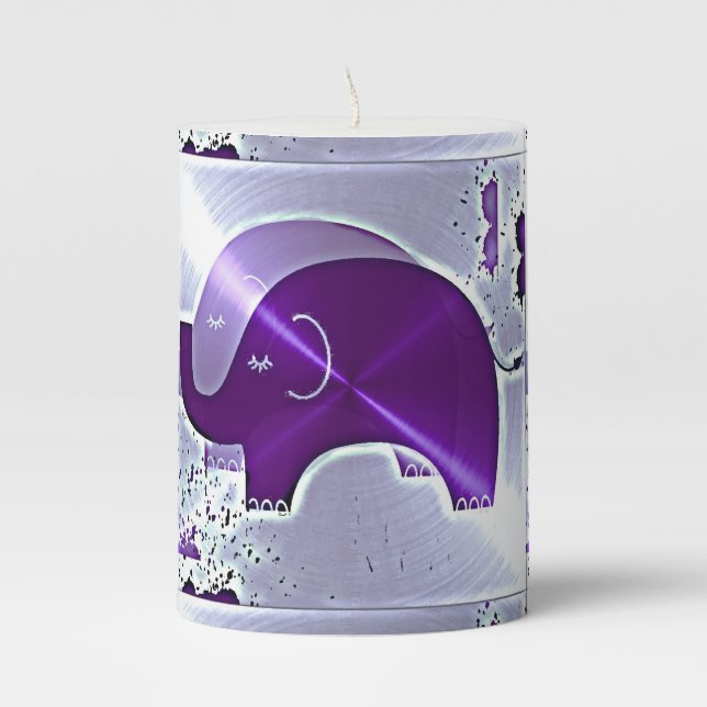 Alzheimer's Awareness Elephants Pillar Candle (Front)