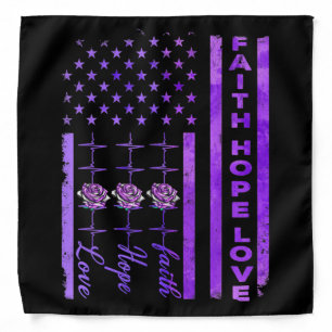 Alzheimers Awareness Faith Hope Love Purple Bandana