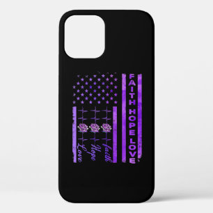 Alzheimers Awareness Faith Hope Love Purple iPhone 12 Case