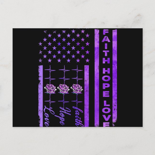 Alzheimers Awareness Faith Hope Love Purple Holiday Postcard (Front)