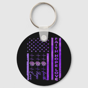 Alzheimers Awareness Faith Hope Love Purple Keychain
