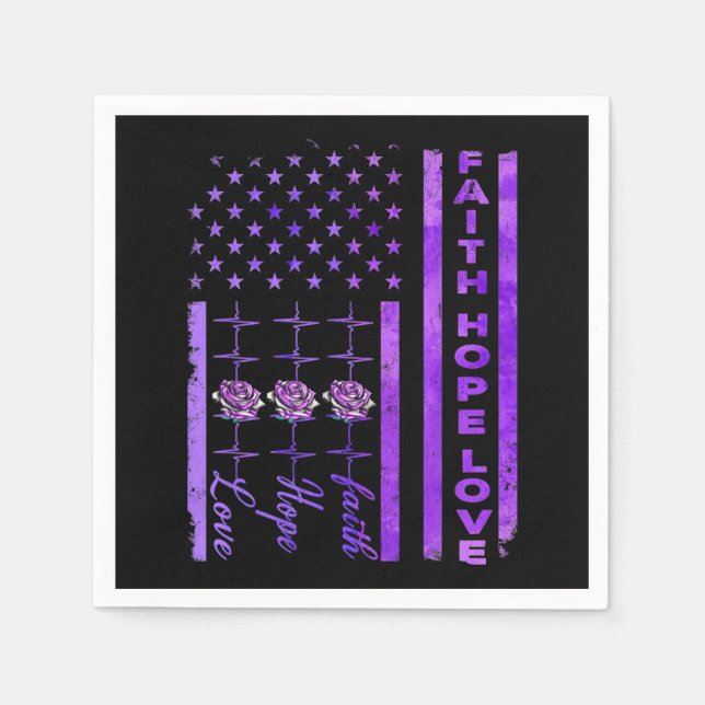 Alzheimers Awareness Faith Hope Love Purple Napkins (Front)
