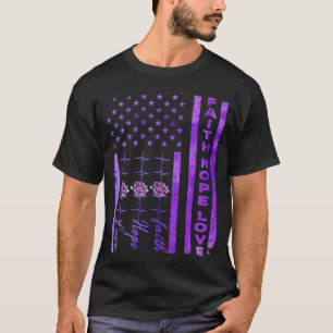 Alzheimers Awareness Faith Hope Love Purple T-Shirt