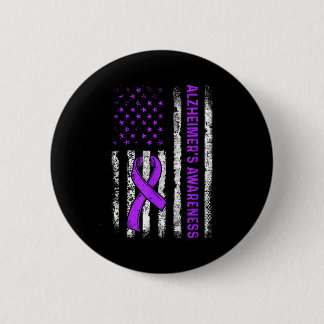 Alzheimer's awareness fight american usa flag button