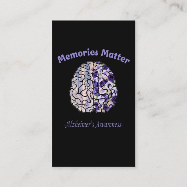 Alzheimers Awareness Flower colorful brain Business Card (Front)