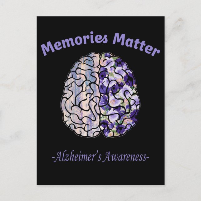 Alzheimers Awareness Flower colorful brain Postcard (Front)