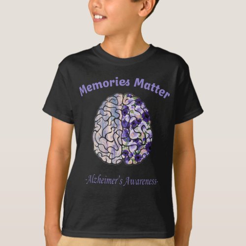 Alzheimers Awareness Flower colorful brain T_Shirt