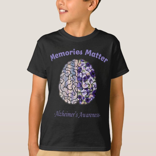 Alzheimers Awareness Flower colorful brain T-Shirt (Front)