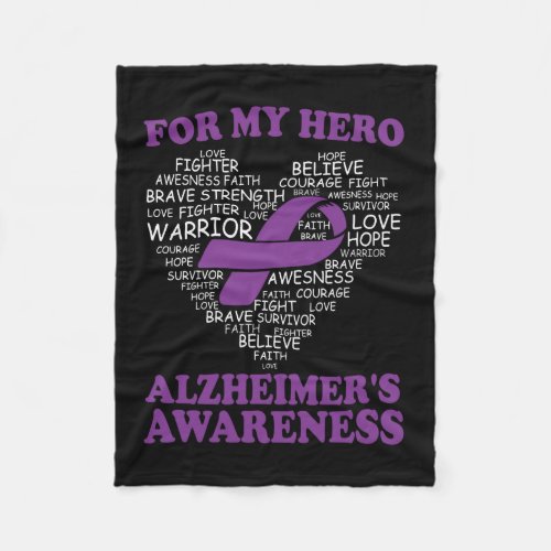 Alzheimers Awareness For My Hero Alzheimers Awaren Fleece Blanket