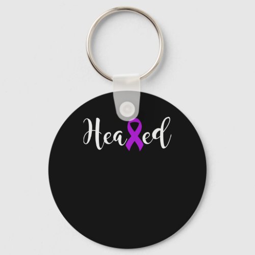 Alzheimers Awareness Heal Cancer Never Give Up Alz Keychain