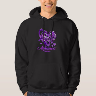 Alzheimer's Awareness-Heart Leopard Ribbon Hoodie