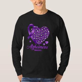Alzheimer's Awareness-Heart Leopard Ribbon T-Shirt