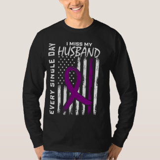 Alzheimers Awareness Husband American Flag 4th of  T-Shirt