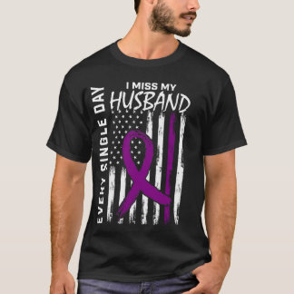 Alzheimers Awareness Husband American Flag 4th of  T-Shirt