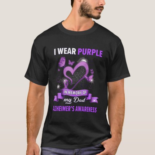 AlzheimerS Awareness I Wear Purple In Memory Of M T_Shirt