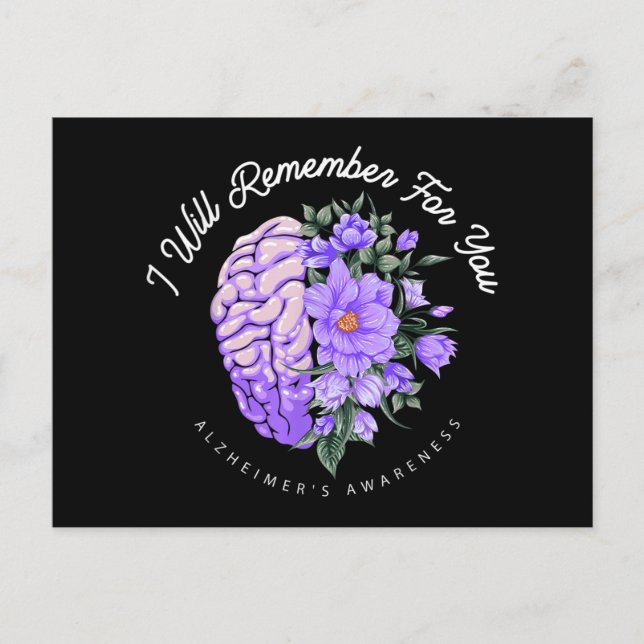 Alzheimer's Awareness I Will Remember For You Holiday Postcard (Front)