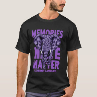 Alzheimers Awareness Memories Matter Purple Elepha T-Shirt