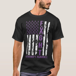 Alzheimer'S Awareness Month Day Usa Flag Ribbon Pu T-Shirt