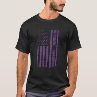 Alzheimer's Awareness Month Vintage American Flag T-Shirt