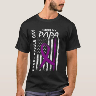 Alzheimers Awareness Papa American Flag 4th of Jul T-Shirt