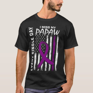 Alzheimers Awareness Papaw American Flag 4th of Ju T-Shirt