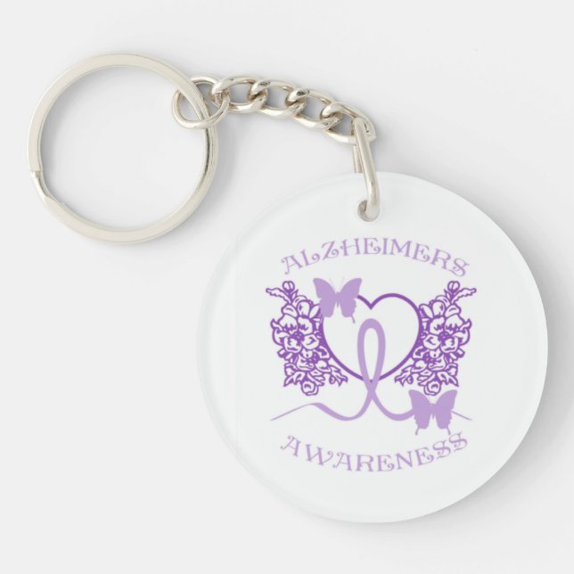 Alzheimers Awareness Purple Butterflies Key Chain (Front)