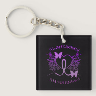 Alzheimers Awareness Purple Butterflies Key Chain2 Keychain