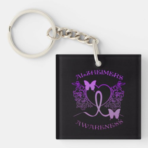 Alzheimers Awareness Purple Butterflies Key Chain2 Keychain