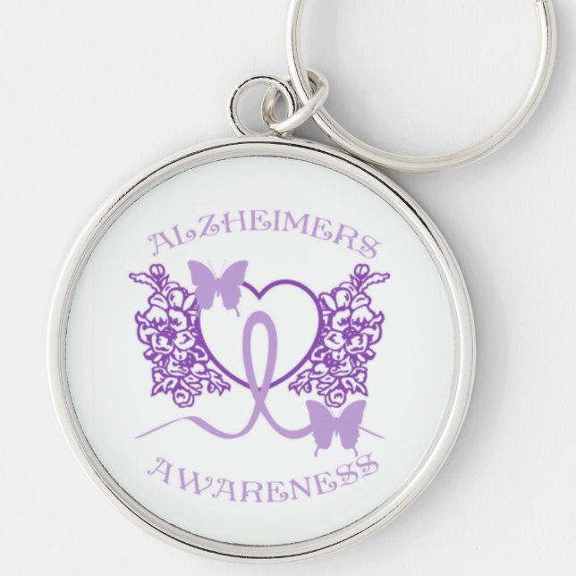Alzheimers Awareness Purple Butterflies Key Chain4 Keychain (Front)