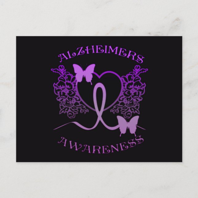 Alzheimers Awareness Purple Butterflies Postcard 2 (Front)