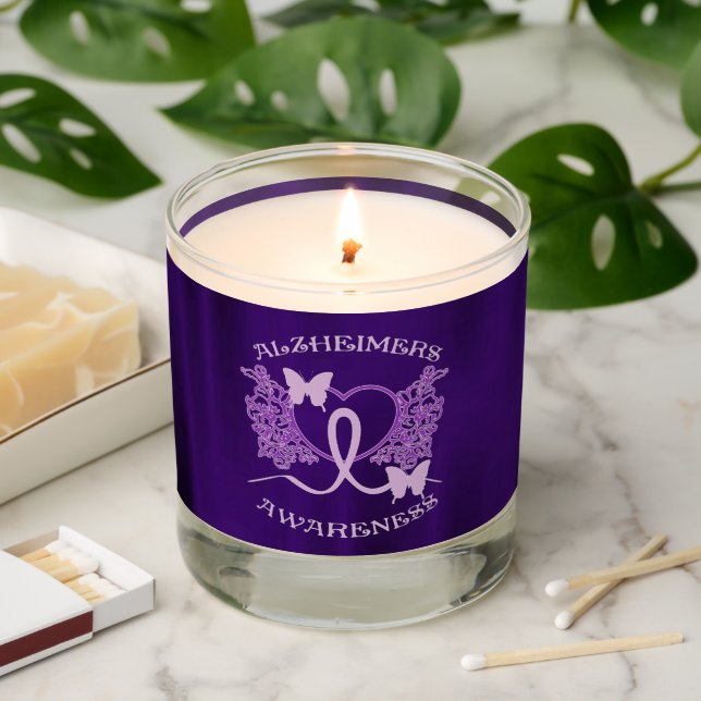 Alzheimer's Awareness Purple Butterflies  Scented Candle (Lit)