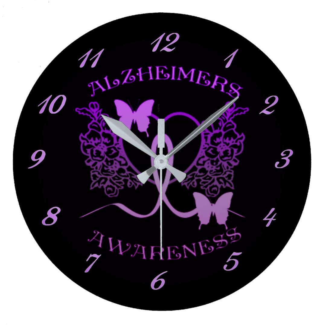 Alzheimers Awareness Purple Butterflies Wall Clock Zazzle
