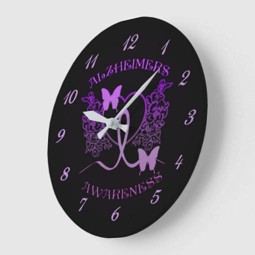 Alzheimers Awareness Purple Butterflies Wall Clock Zazzle