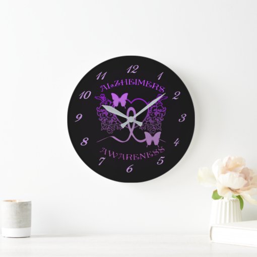 Alzheimers Awareness Purple Butterflies Wall Clock Zazzle