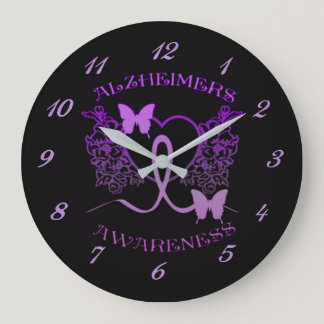 Alzheimers Awareness Purple Butterflies Wall Clock