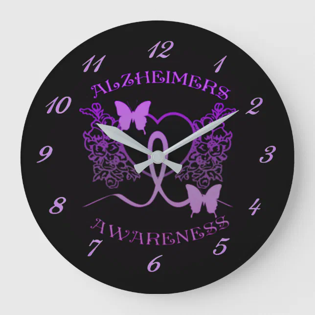 Alzheimers Awareness Purple Butterflies Wall Clock Zazzle