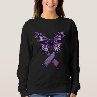 Alzheimers Awareness Purple Butterfly Ribbon Suppo Sweatshirt