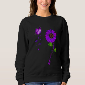Alzheimer's Awareness Purple Butterfly Sunflower R Sweatshirt