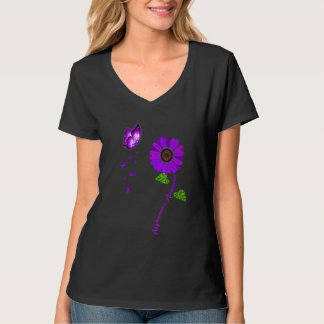 Alzheimer's Awareness Purple Butterfly Sunflower R T-Shirt