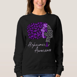 Alzheimer's Awareness Purple Flowers Ribbon Month  Sweatshirt