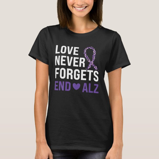 Alzheimer's Awareness Purple Ribbon Dementia Mom D T-Shirt (Front)