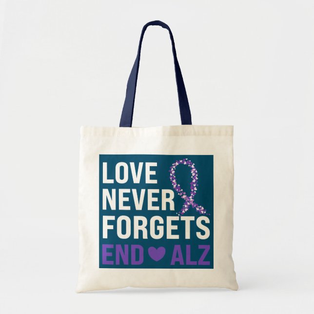 alzheimers awareness purple ribbon dementia mom tote bag (Front)