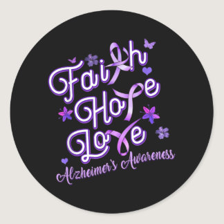 Alzheimer's Awareness Purple Ribbon Products Faith Classic Round Sticker