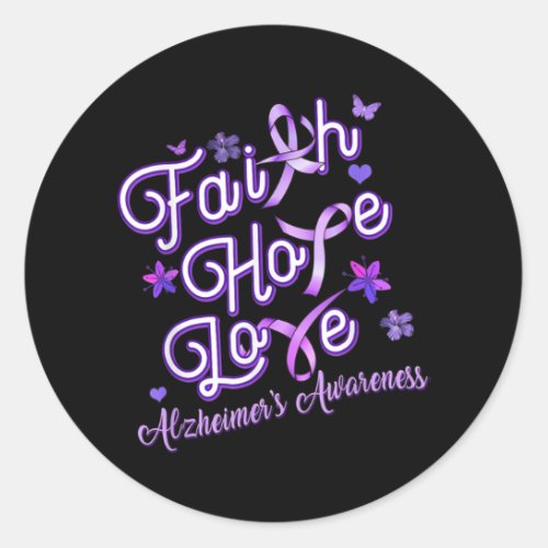 Alzheimers Awareness Purple Ribbon Products Faith Classic Round Sticker