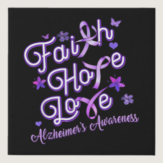 Alzheimer's Awareness Purple Ribbon Products Faith Faux Canvas Print