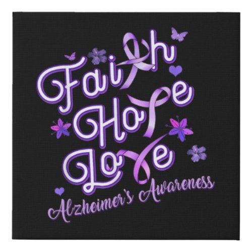 Alzheimers Awareness Purple Ribbon Products Faith Faux Canvas Print