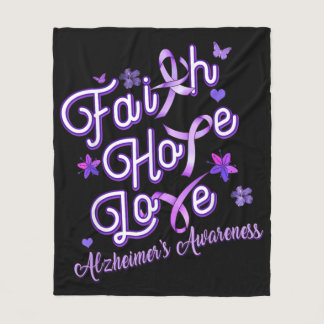 Alzheimer's Awareness Purple Ribbon Products Faith Fleece Blanket
