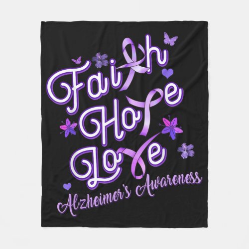 Alzheimers Awareness Purple Ribbon Products Faith Fleece Blanket