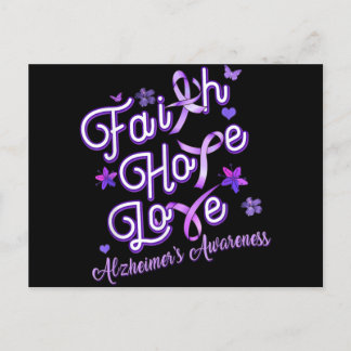 Alzheimer's Awareness Purple Ribbon Products Faith Holiday Postcard